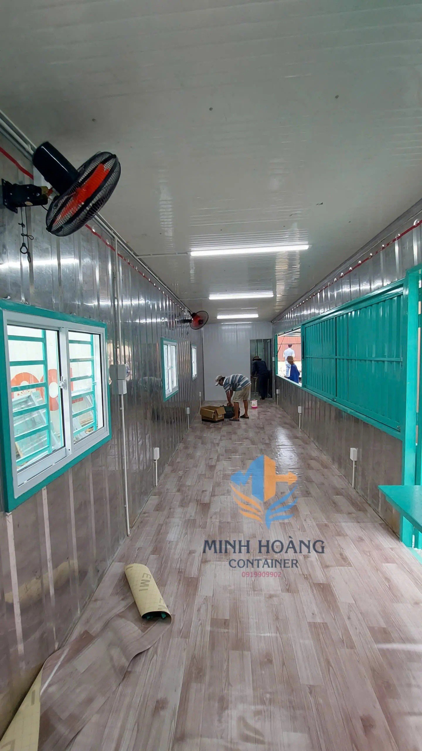 Container Cafe 40 Feet Xanh Ngọc Có Toilet Vỏ Lạnh